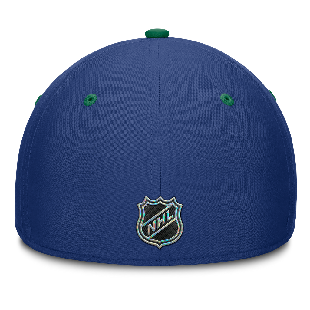 Vancouver Canucks NHL Fanatics Branded Men Royal Blue/Green Authentic Pro Rink Stretch Fit Hat product image 2, provided for