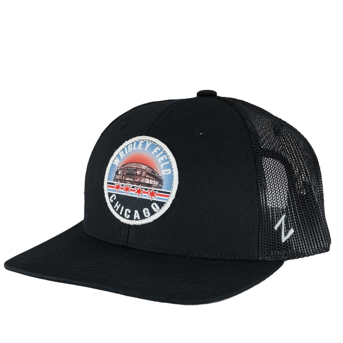Wrigley Field Black Dakota Trucker Hat product image 1, provided for visual reference and product detail review