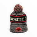 Wrigley Field Win Win Black Red Frosty Winter Pom Knit Hat product image 1, provided for visual reference and product detail