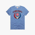 Chicago Cubs Homage Light Blue Grateful Dead Skull T-Shirt product image 1, provided for visual reference and product detail