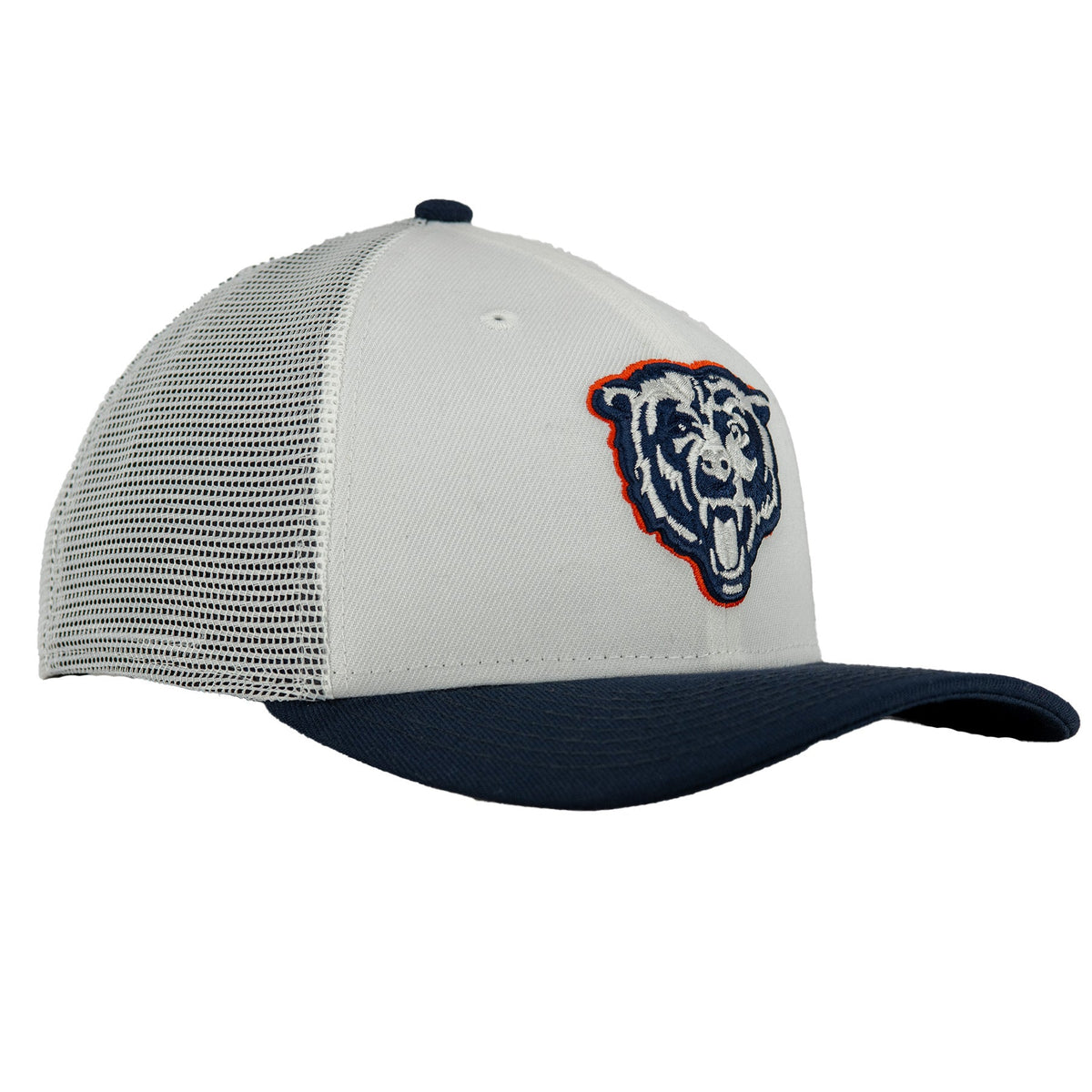 Chicago Bears White/Navy New Era 9SEVENTY Stretch-Snapback Hat product image 1, provided for visual reference and product