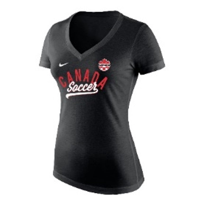 Canada Soccer FIFA Nike Women Black Tri Blend T-Shirt product image 1, provided for visual reference and product detail