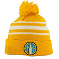 Chicago Sky Gold/White Pom Knit Hat product image 1, provided for visual reference and product detail review