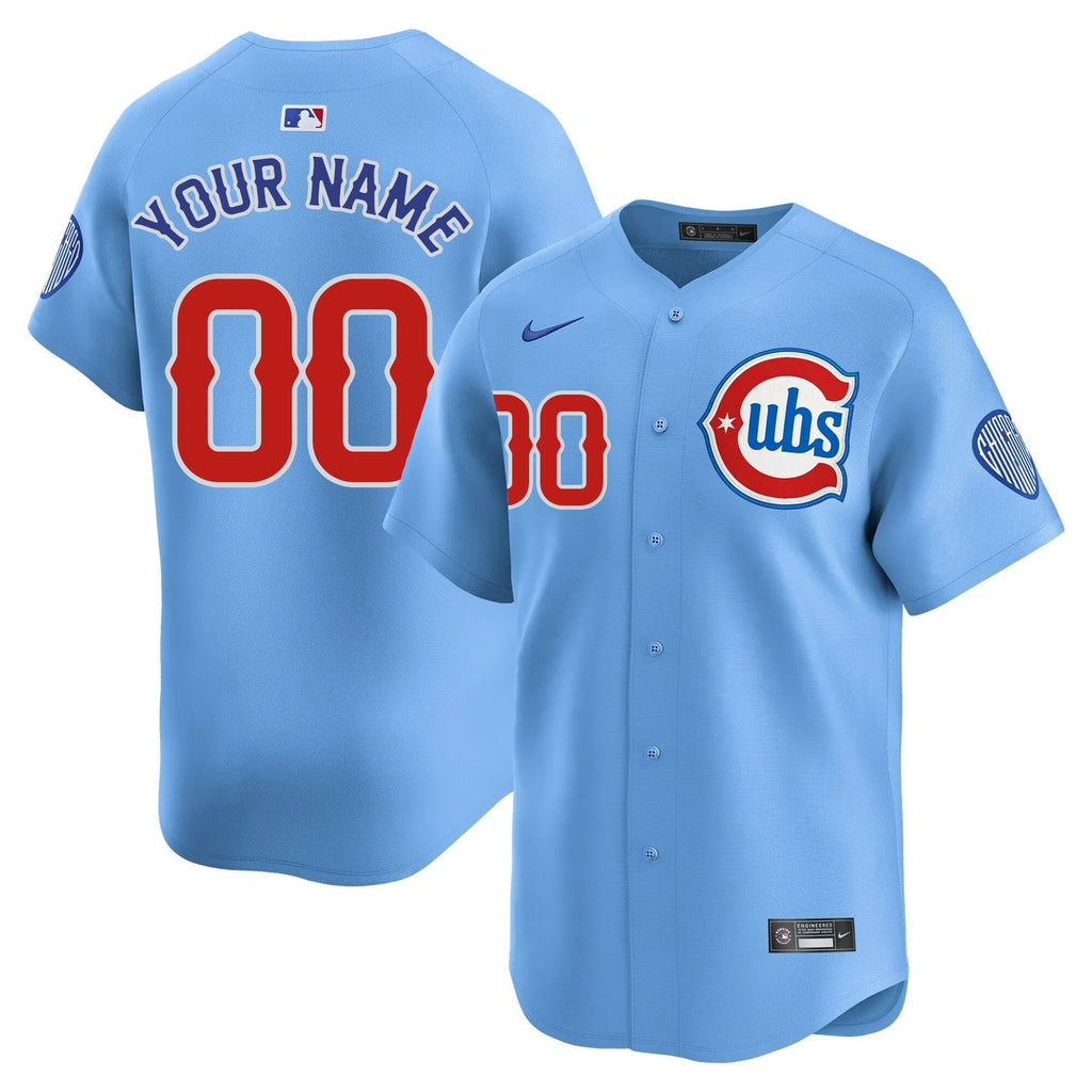 Custom Chicago Cubs Nike Men Light Blue 2nd Alternate Limited Jersey product image 1, provided for visual reference and