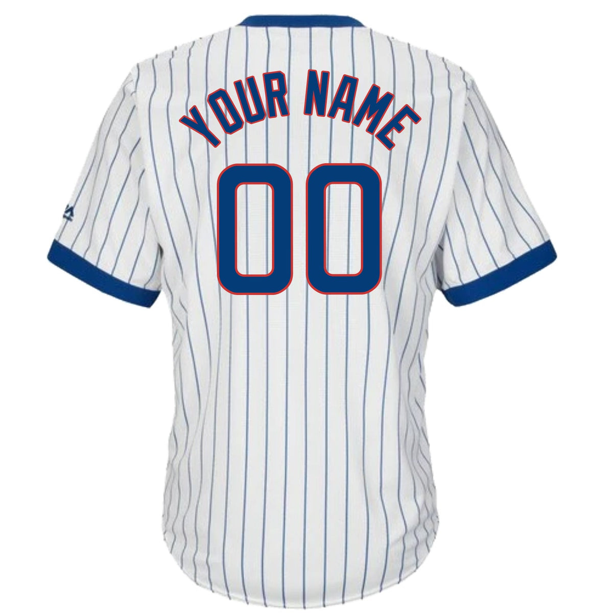 Custom Chicago Cubs Cooperstown White Pinstripe V-Neck Home Men Jersey product image 2, provided for visual reference and