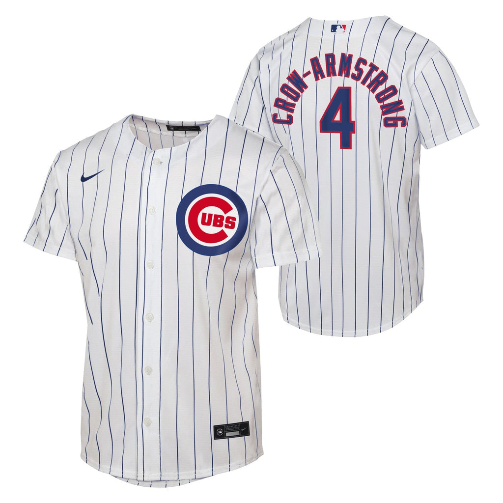 Pete Crow-Armstrong Chicago Cubs Nike Kids 4 - 7 Home Pinstripe Game Jersey product image 1, provided for visual reference