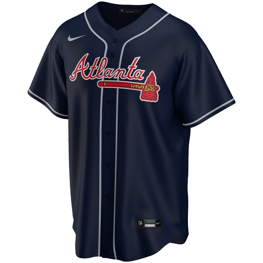 Atlanta Braves MLB Nike Men Navy Alternate Replica Jersey product image 1, provided for visual reference and product detail
