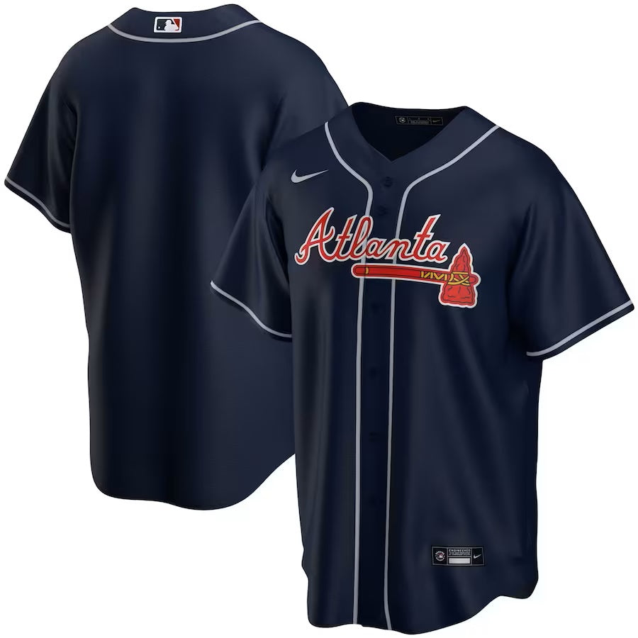 Atlanta Braves MLB Nike Men Navy Alternate Replica Jersey product image 3, provided for visual reference and product detail