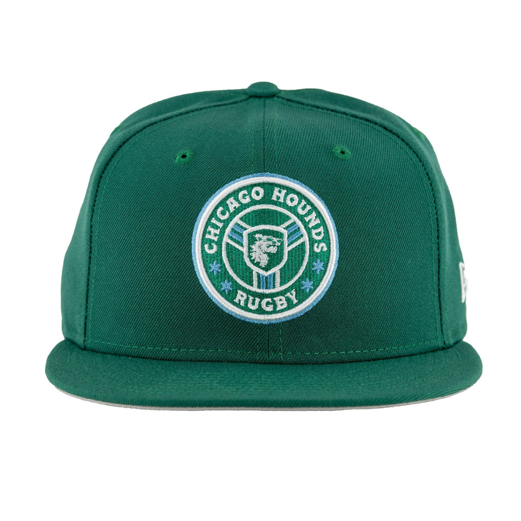 Chicago Hounds Green New Era 59FIFTY Fitted Hat product image 1, provided for visual reference and product detail review