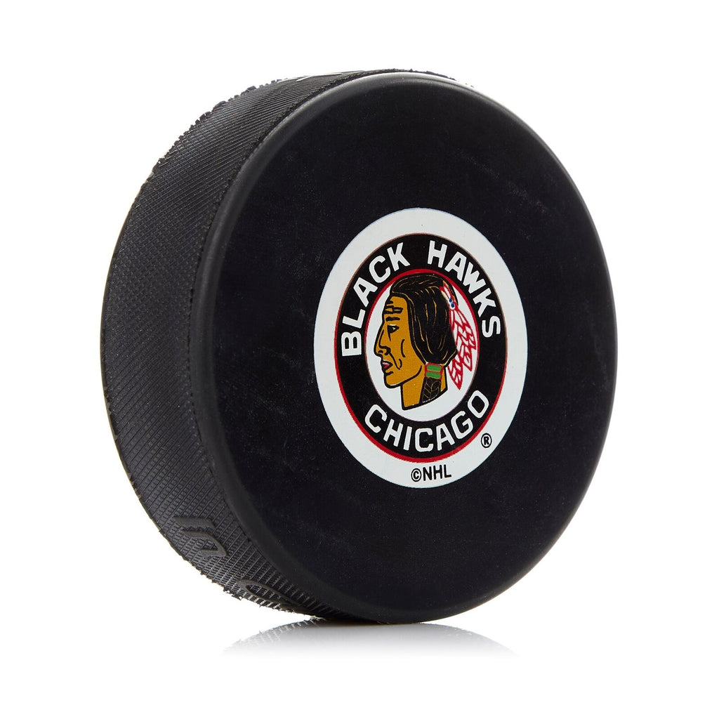 Chicago Blackhawks NHL Inglasco Vintage Souvenirs Hockey Puck product image 1, provided for visual reference and product