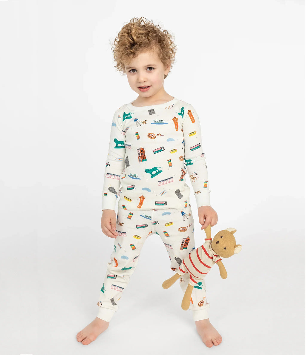Chicago Goodnight Kid's Long John Pajamas product image 1, provided for visual reference and product detail review