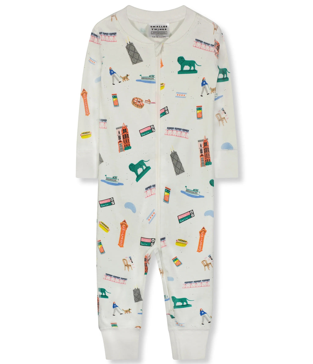Chicago Goodnight Kid's Long John Pajamas product image 2, provided for visual reference and product detail review