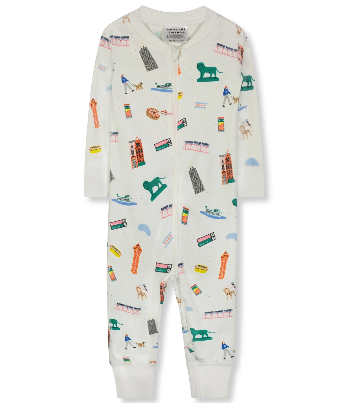 Chicago Goodnight Kid's Long John Pajamas product image 2, provided for visual reference and product detail review