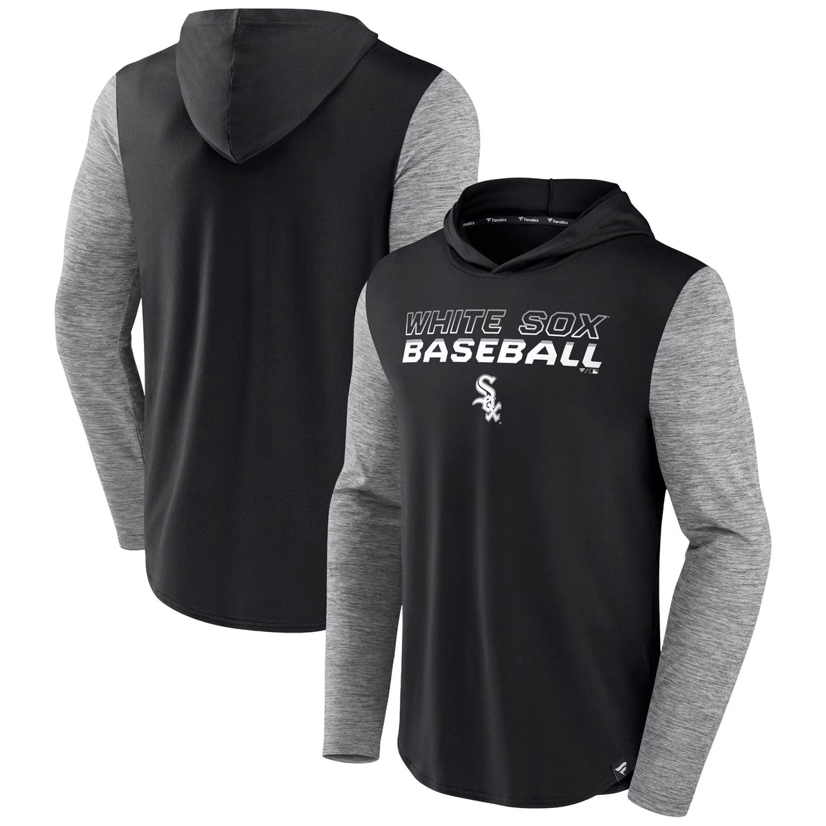 Chicago White Sox Black Iconic Brushed Poly Lightweight Pullover Hoodie product image 1, provided for visual reference and