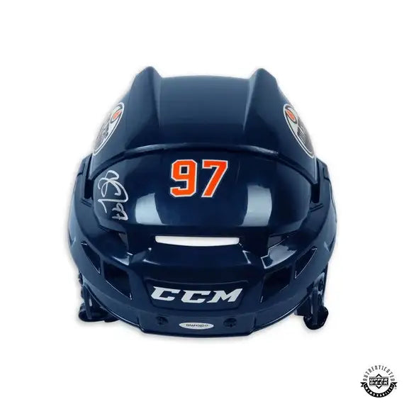 Connor McDavid Edmonton Oilers NHL CCM Navy Autographed Authentic HTV08 Helmet product image 2, provided for visual