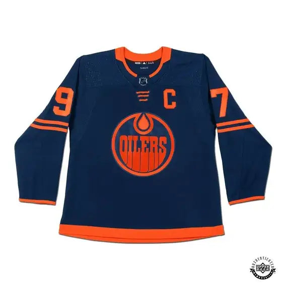 Connor McDavid Edmonton Oilers NHL Adidas Navy Autographed Alternate Authentic Jersey product image 3, provided for visual