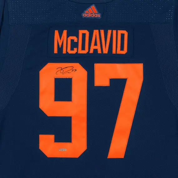 Connor McDavid Edmonton Oilers NHL Adidas Navy Autographed Alternate Authentic Jersey product image 2, provided for visual