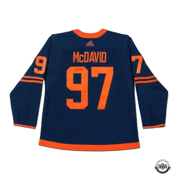 Connor McDavid Edmonton Oilers NHL Adidas Navy Autographed Alternate Authentic Jersey product image 1, provided for visual