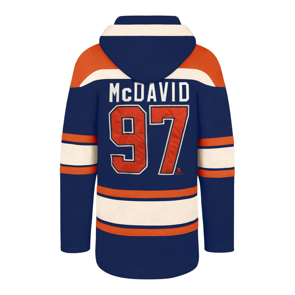 Connor McDavid Edmonton Oilers NHL 47 Brand Men Navy Heavyweight Lacer Hoodie product image 1, provided for visual reference