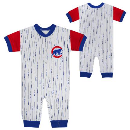 Chicago Cubs Best Series Pinstripe Baby Coverall product image 1, provided for visual reference and product detail review