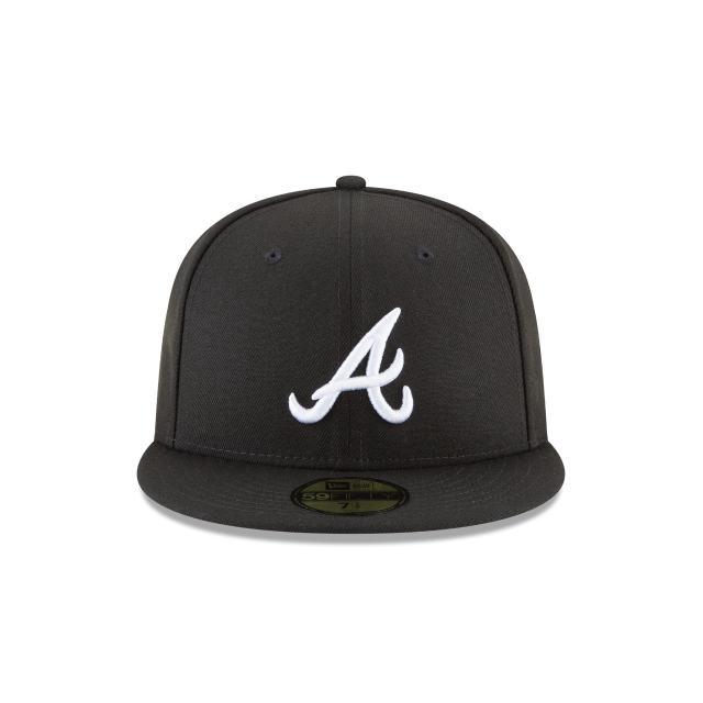 Atlanta Braves MLB New Era Men Black White 59Fifty Basic Fitted Hat product image 3, provided for visual reference and