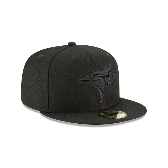 Toronto Blue Jays MLB New Era Men Black on Black 59Fifty Basic Fitted Hat product image 7, provided for visual reference and