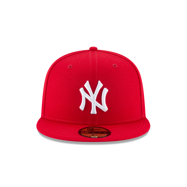 New York Yankees MLB New Era Men Scarlet Red 59Fifty Basic Fitted Hat product image 4, provided for visual reference and