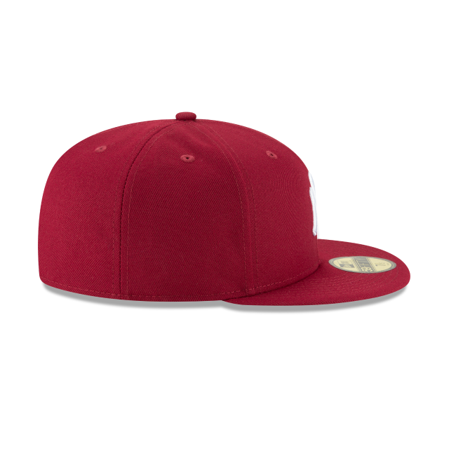 New York Yankees MLB New Era Men Cardinal Red 59Fifty Basic Fitted Hat product image 3, provided for visual reference and