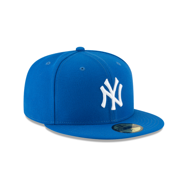 New York Yankees MLB New Era Men Blue Azure 59Fifty Basic Fitted Hat product image 6, provided for visual reference and