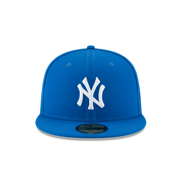 New York Yankees MLB New Era Men Blue Azure 59Fifty Basic Fitted Hat product image 5, provided for visual reference and