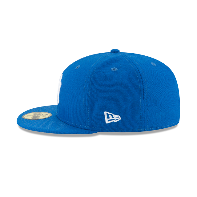 New York Yankees MLB New Era Men Blue Azure 59Fifty Basic Fitted Hat product image 4, provided for visual reference and
