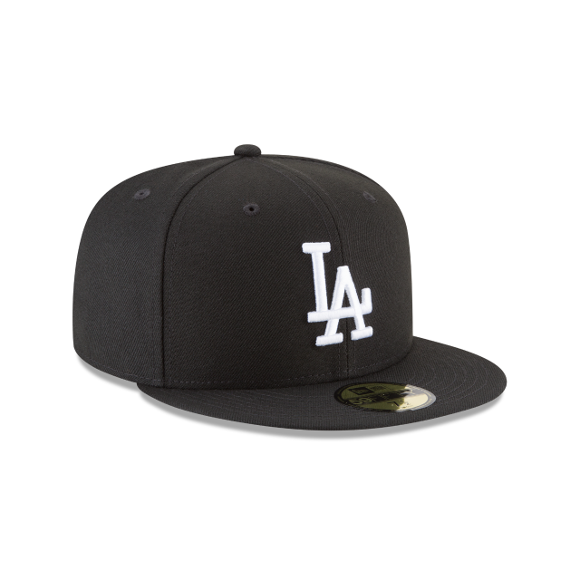 Los Angeles Dodgers MLB New Era Men Black White 59Fifty Basic Fitted Hat product image 6, provided for visual reference and