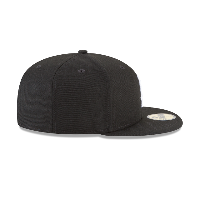 Los Angeles Dodgers MLB New Era Men Black White 59Fifty Basic Fitted Hat product image 3, provided for visual reference and