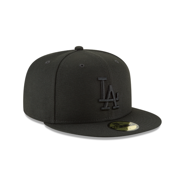Los Angeles Dodgers MLB New Era Men Black On Black 59Fifty Basic Fitted Hat product image 6, provided for visual reference