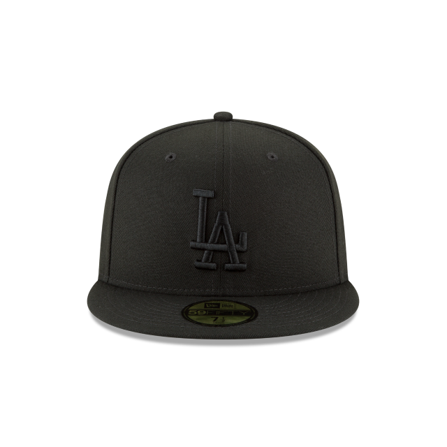 Los Angeles Dodgers MLB New Era Men Black On Black 59Fifty Basic Fitted Hat product image 5, provided for visual reference