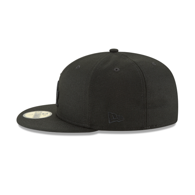 Los Angeles Dodgers MLB New Era Men Black On Black 59Fifty Basic Fitted Hat product image 4, provided for visual reference