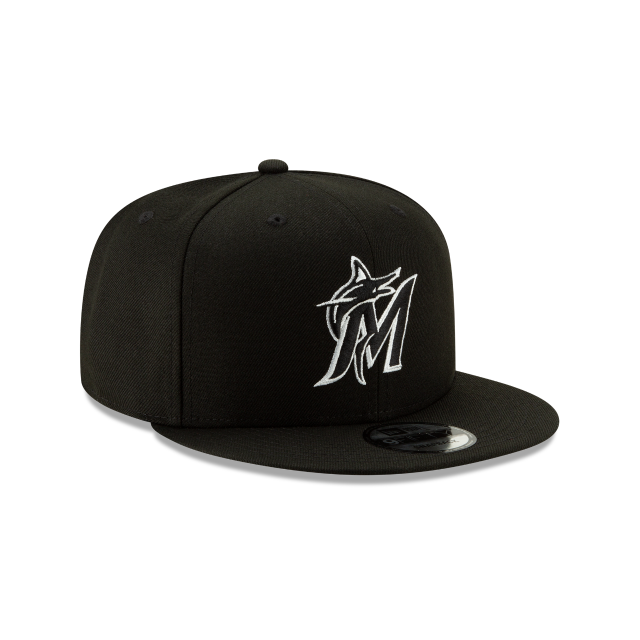 Miami Marlins MLB New Era Men Black White 9Fifty Team Color Basic Snapback product image 6, provided for visual reference