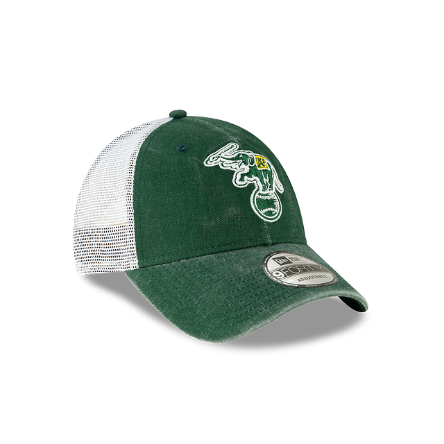 Oakland Athletics MLB New Era Men Green 9Forty Cooperstown Washed Trucker Adjustable Hat product image 6, provided for