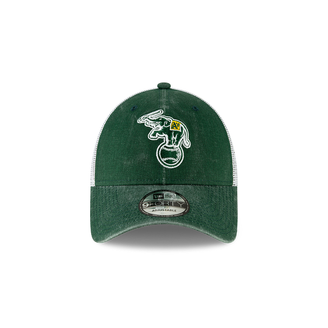 Oakland Athletics MLB New Era Men Green 9Forty Cooperstown Washed Trucker Adjustable Hat product image 5, provided for