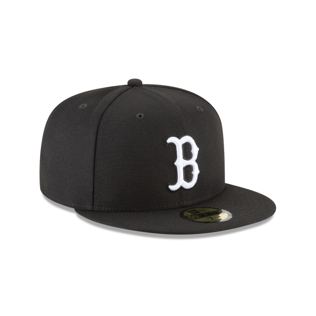 Boston Red Sox MLB New Era Men Black/White 59Fifty Basic Fitted Hat product image 6, provided for visual reference and