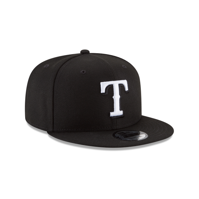 Texas Rangers MLB New Era Men Black White 9Fifty Basic Snapback product image 6, provided for visual reference and product