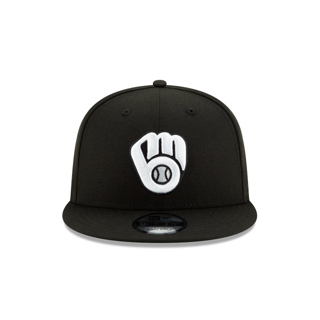 Milwaukee Brewers MLB New Era Men Black White 9Fifty Basic Snapback product image 5, provided for visual reference and