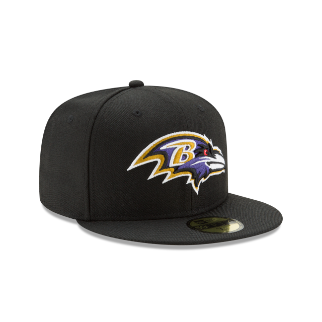 Baltimore Ravens NFL New Era Men Black 59Fifty Team Basic Fitted Hat product image 4, provided for visual reference and