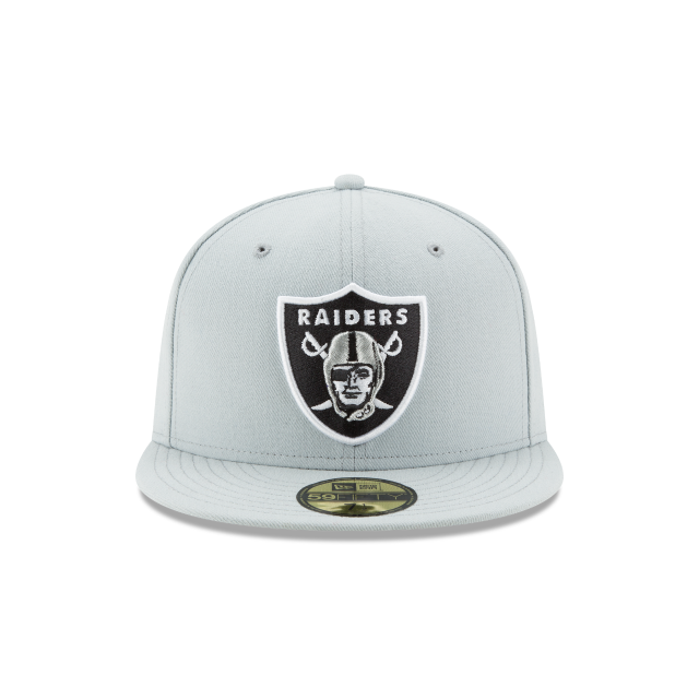 Las Vegas Raiders NFL New Era Men Snow Grey 59Fifty Team Basic Fitted Hat product image 3, provided for visual reference and