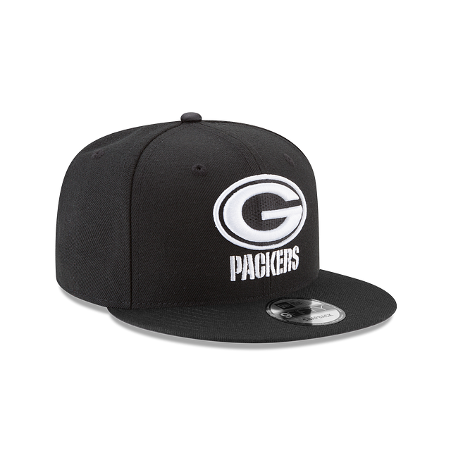 Green Bay Packers NFL New Era Men Black White 9Fifty Basic Snapback product image 3, provided for visual reference and