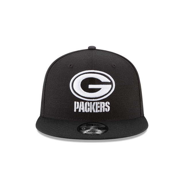 Green Bay Packers NFL New Era Men Black White 9Fifty Basic Snapback product image 4, provided for visual reference and