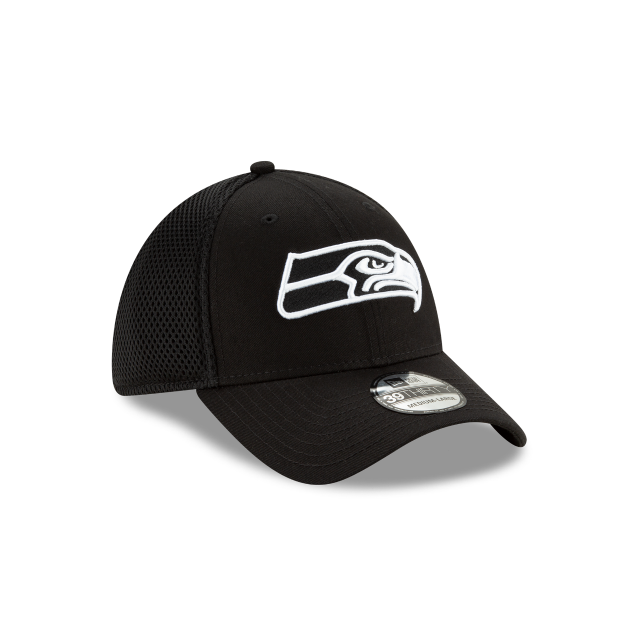 Seattle Seahawks NFL New Era Men Black/White 39Thirty Neo Stretch Fit Hat product image 4, provided for visual reference and