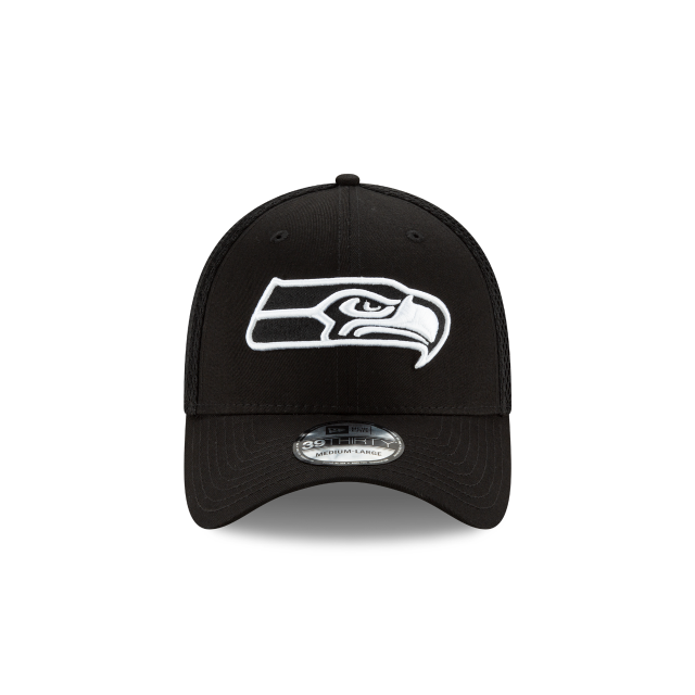 Seattle Seahawks NFL New Era Men Black/White 39Thirty Neo Stretch Fit Hat product image 3, provided for visual reference and
