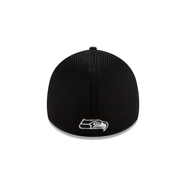 Seattle Seahawks NFL New Era Men Black/White 39Thirty Neo Stretch Fit Hat product image 2, provided for visual reference and