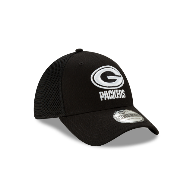 Green Bay Packers NFL New Era Men Black/White 39Thirty Neo Stretch Fit Hat product image 4, provided for visual reference
